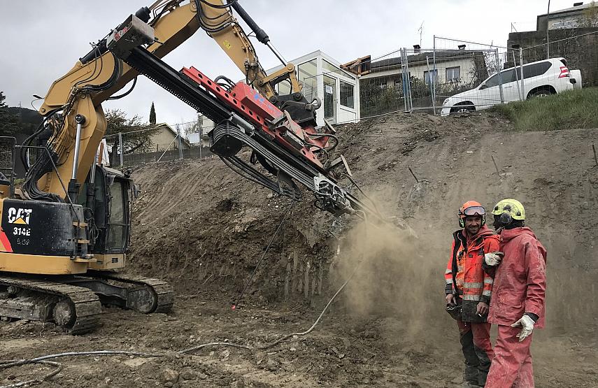 Forage des ancrages de la paroi clouée - Embrun (05)