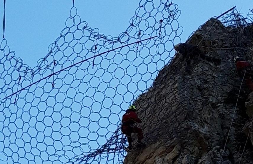 Héliportage du filet en cours 